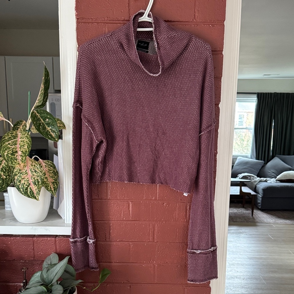 Urban Outfitters Purple Cowl Neck Cropped Sweater